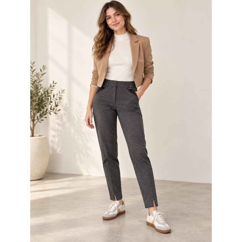 Express Skinny High Rise Pants Charcoal Gray Marl Workwear Trousers 4R